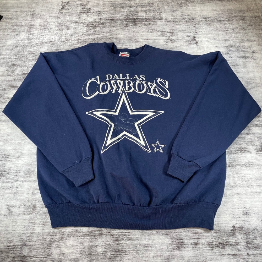 Vintage 1997 Dallas Cowboys Hanes Sweatshirt Navy Blue XL NFL Football Pullover